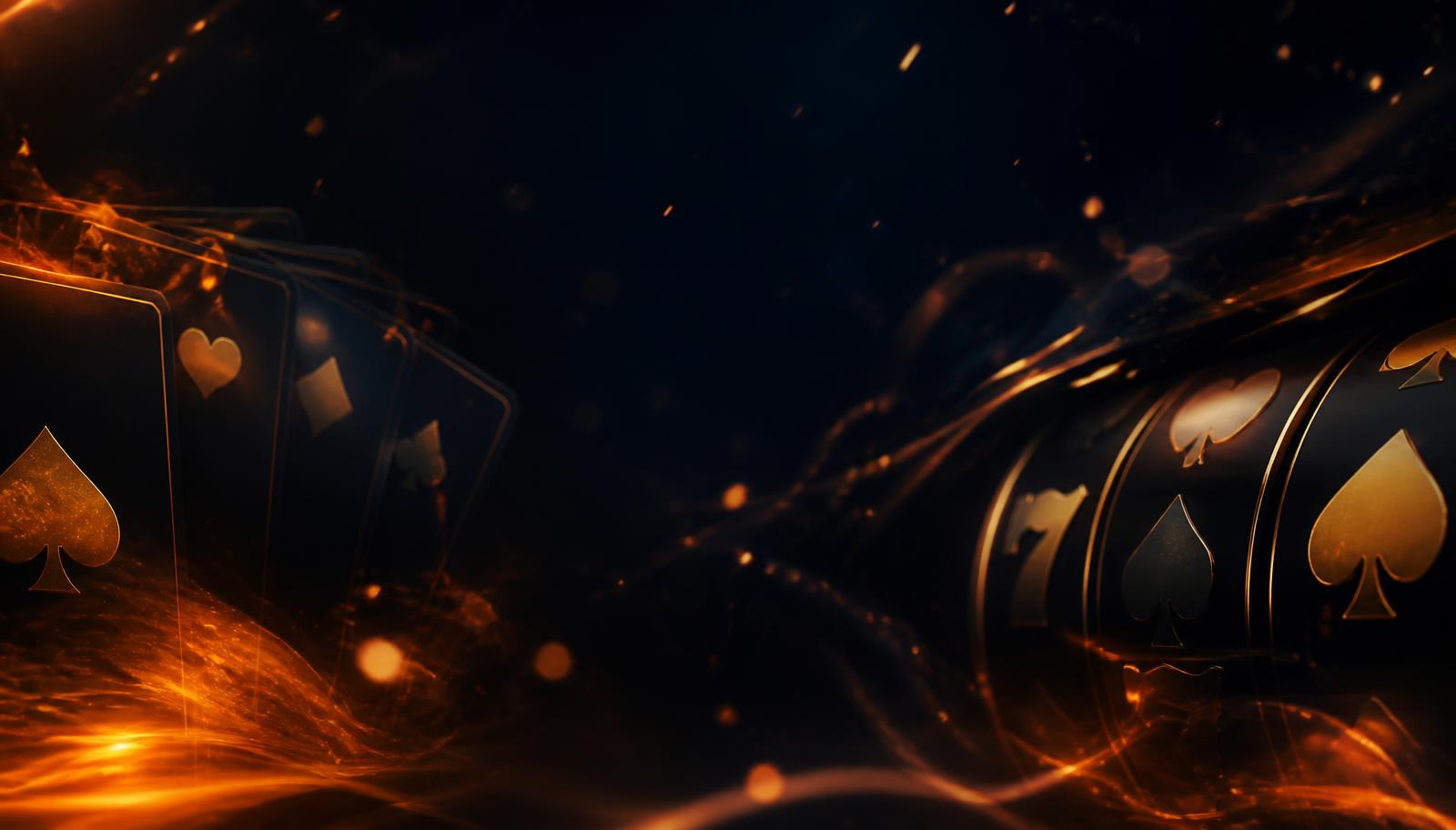 Blazing Wildz casino sfeerbeeld met vlammen en speelkaarten